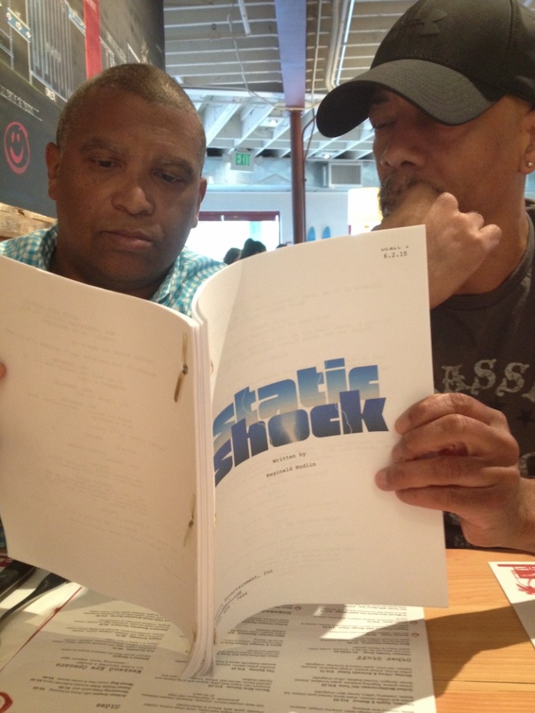 Reggie & Denys working on Static Shock script